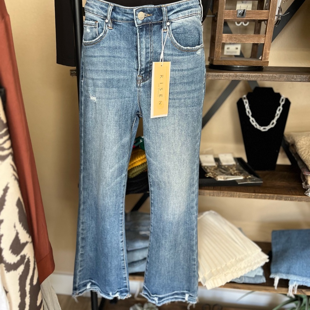 Risen boot cut kick flare ankle jean. Size 5